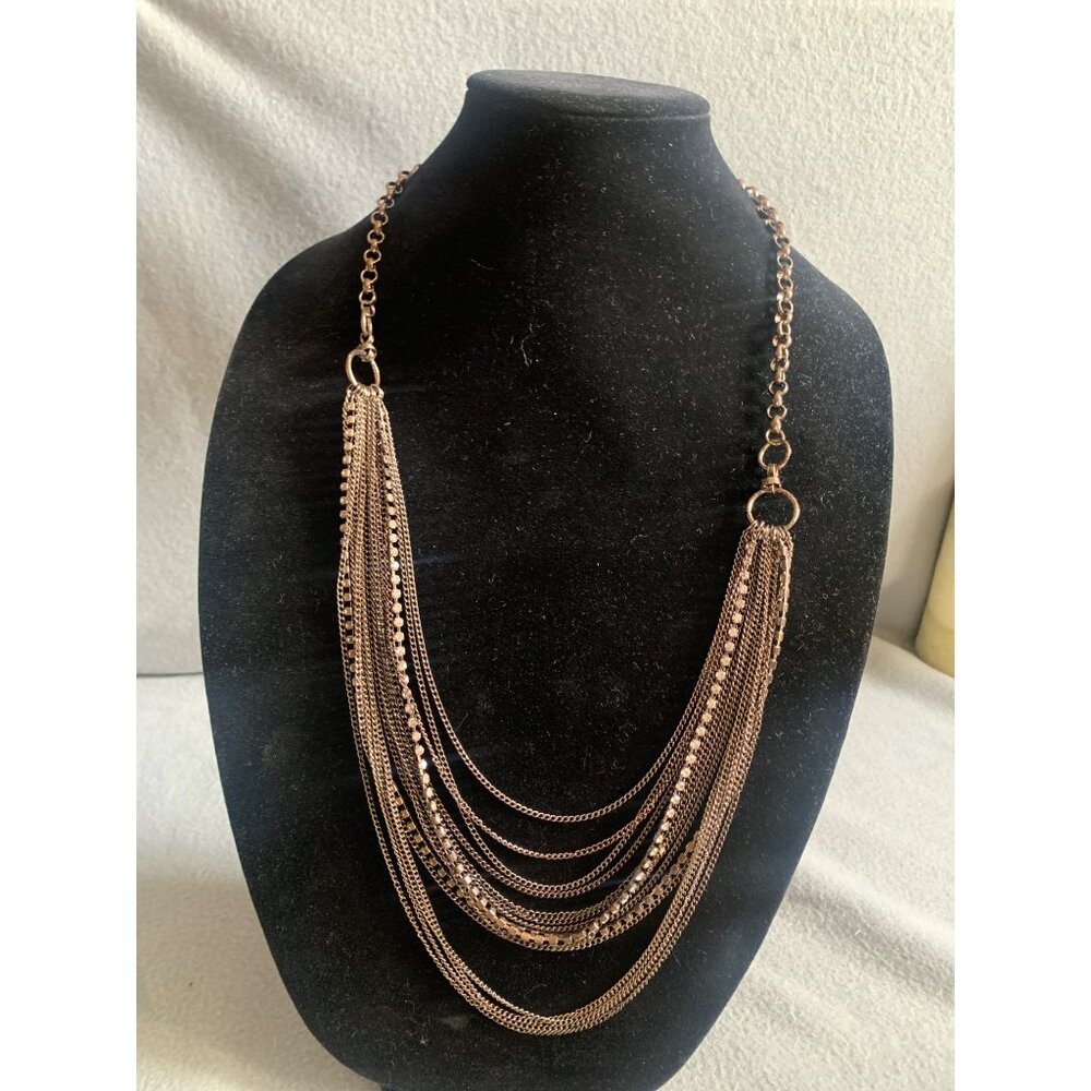Multi-Layered Chain Necklace by Daisy Fuentes Jewelry 28" Antique Bronze